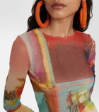 Jean Paul Gaultier Scarf printed mesh top