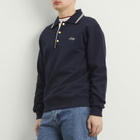 Drôle de Monsieur Men's Logo Long Sleeve Polo in Navy