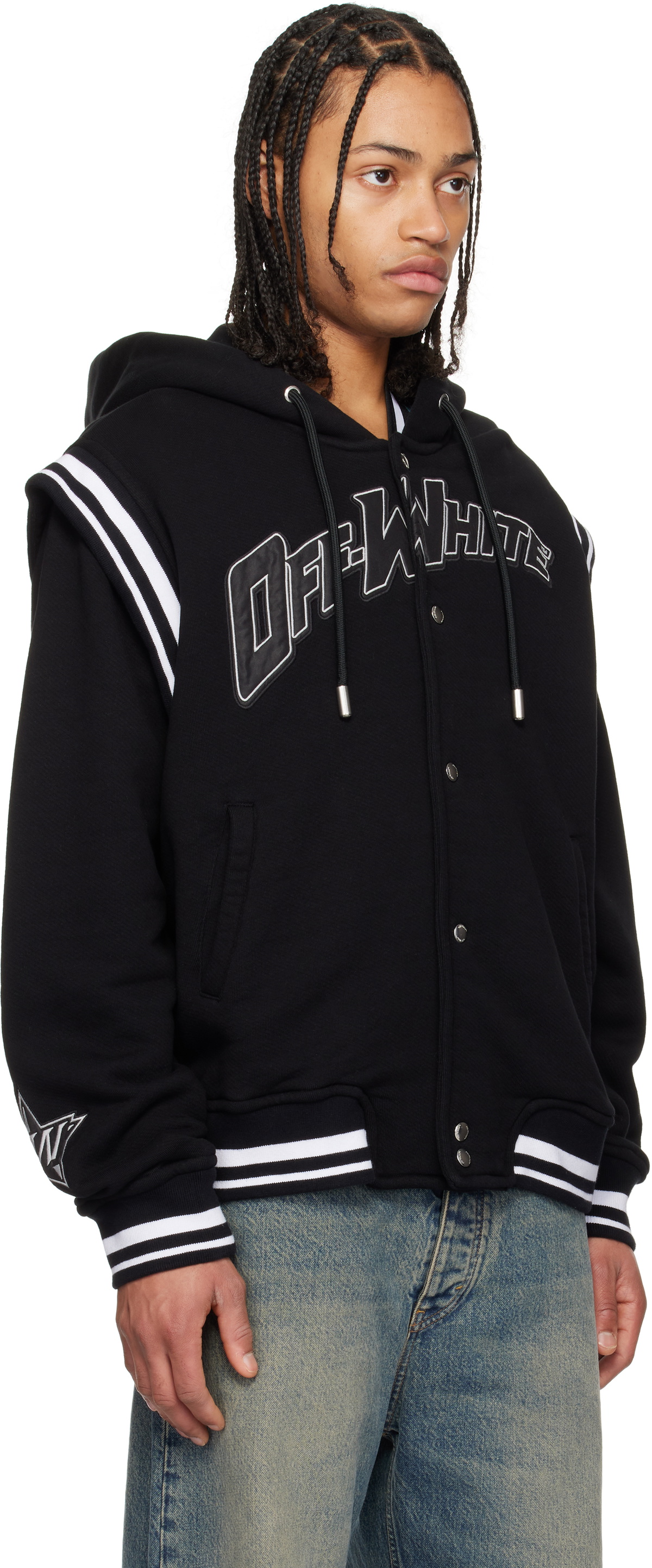 Off-White Black Fleece 00 Varsity Bomber Jacket