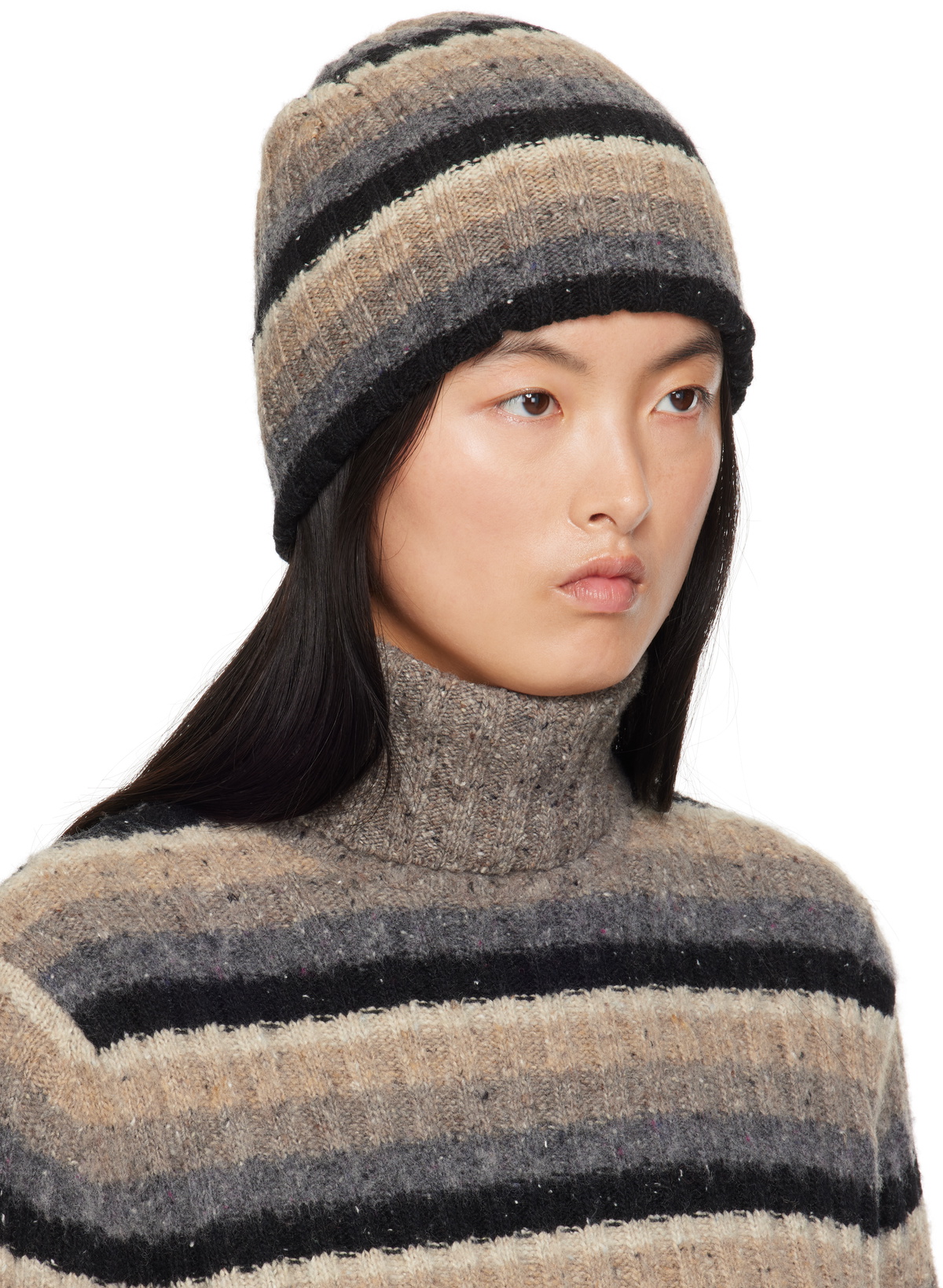 ERL Brown & Black Striped Beanie
