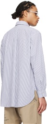 Engineered Garments Navy & White Striped Shirt