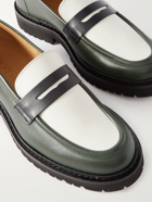 VINNY's - Richie Colour-Block Leather Penny Loafers - Green