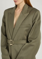 Victoria Beckham Belted Twill Blazer Sage