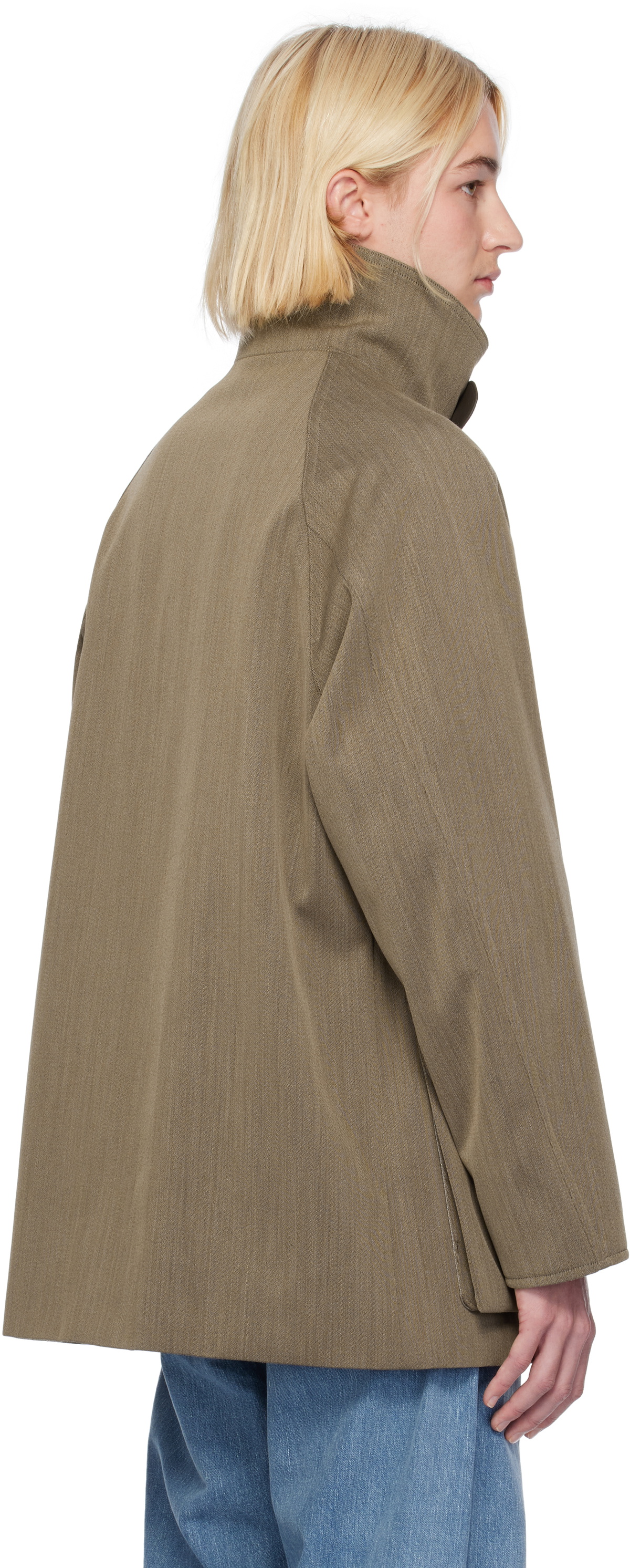 AURALEE Brown Wool Cavalry Twill Laminate Hunting Jacket Auralee