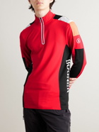 Bogner - Mica Colour-Block Logo-Print Stretch-Jersey Half-Zip Base Layer - Red