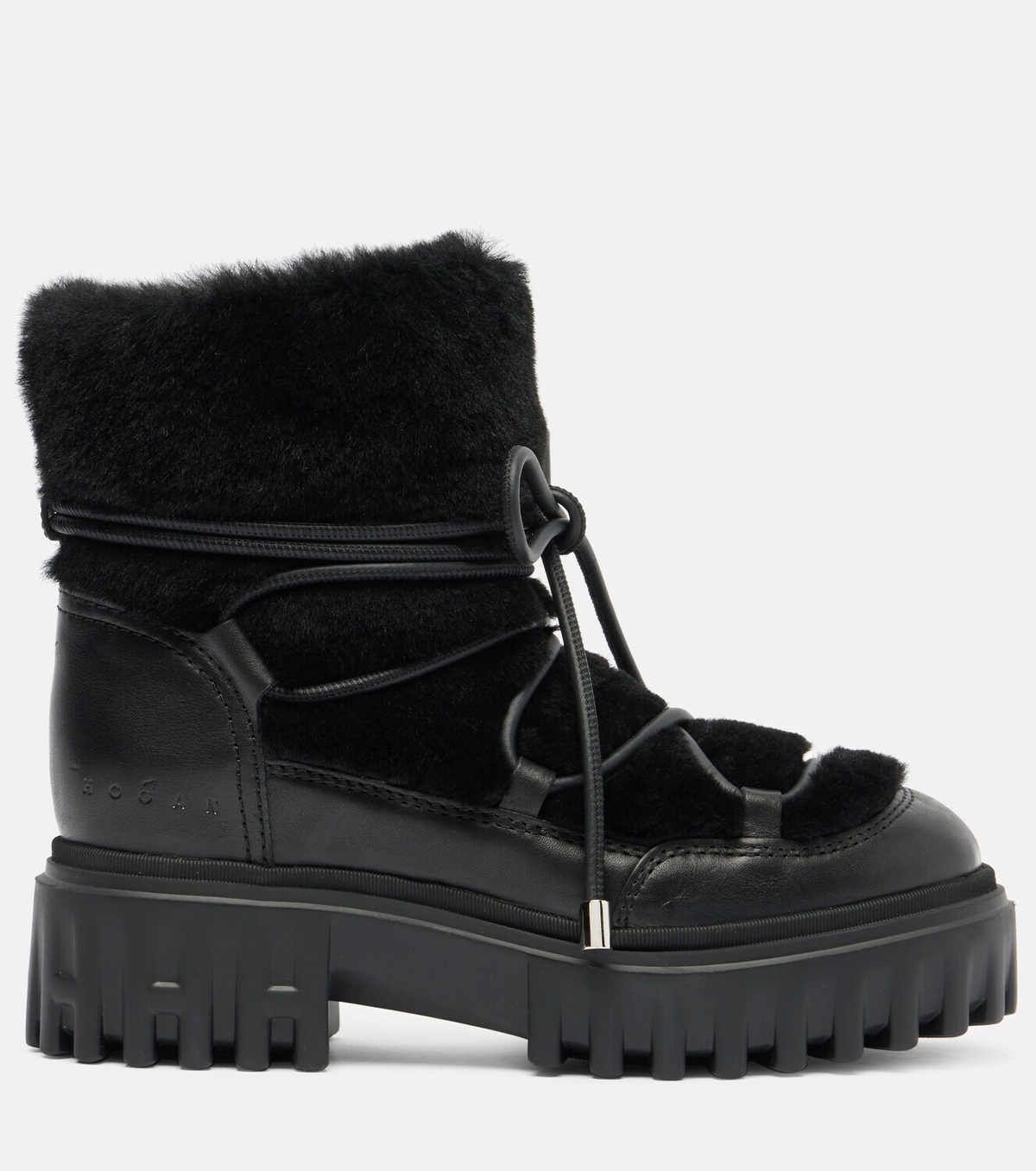 Hogan Shearling-trimmed leather snow boots