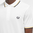 Fred Perry Authentic Men's Slim Fit Twin Tipped Polo Shirt in Snow White/Gold