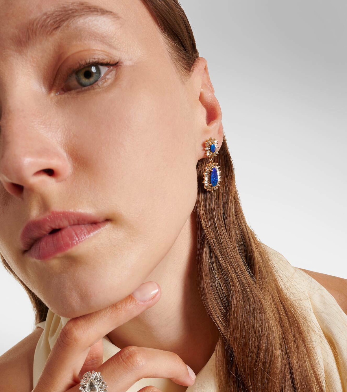 Suzanne Kalan 18kt gold drop earrings with opals and diamonds