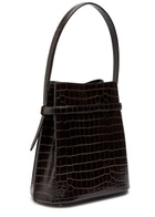 Toteme Belted Crocodile-effect Leather Bucket bag - Dark Brown - One Size