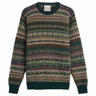 Jamieson's of Shetland Men's Jamiesons of Shetland Fair Isle Crew Knit in Green/Beige/Red