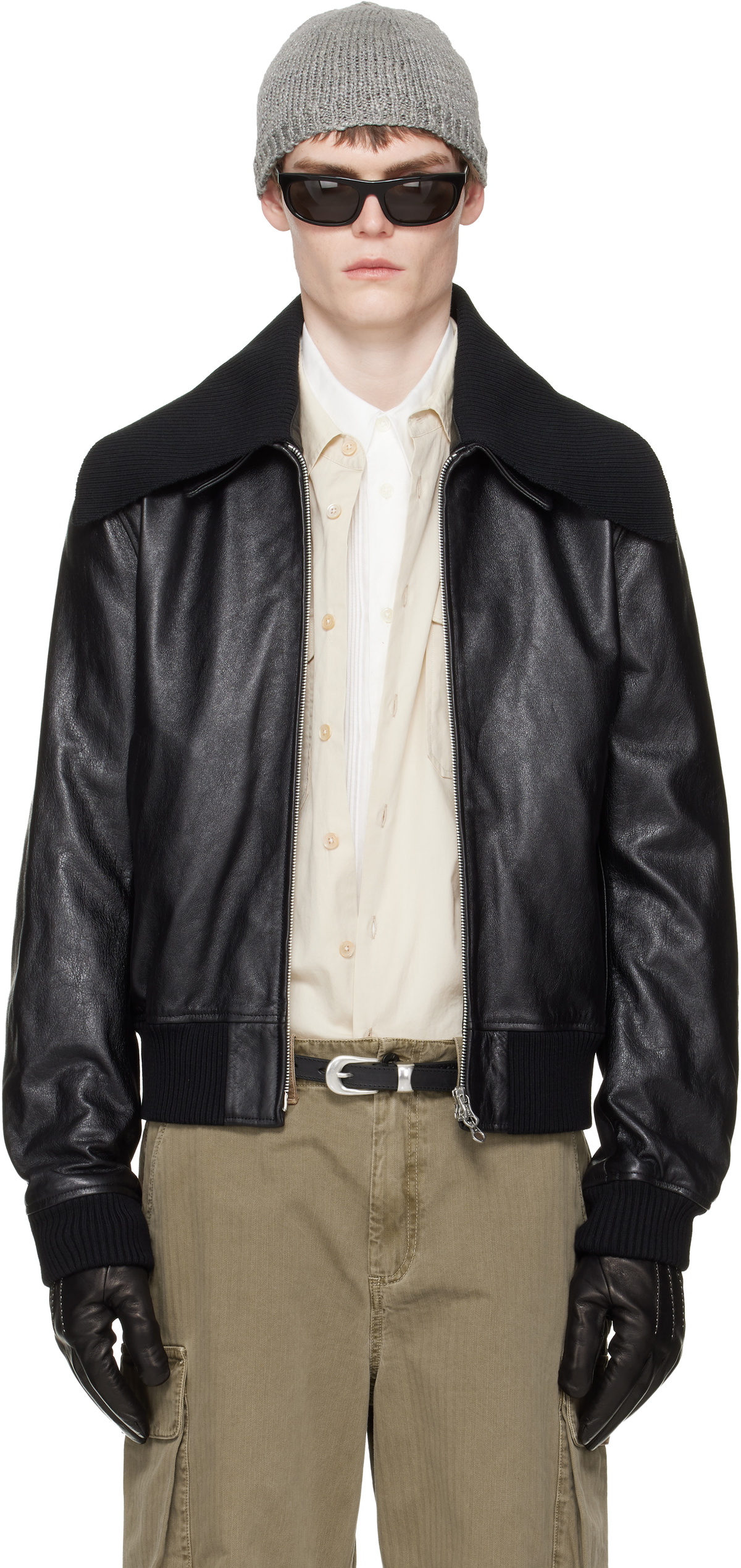 OUR LEGACY Black Pharos Leather Bomber Jacket Our Legacy