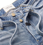 Fear of God - Slim-Fit Tapered Belted Distressed Selvedge Denim Jeans - Light blue