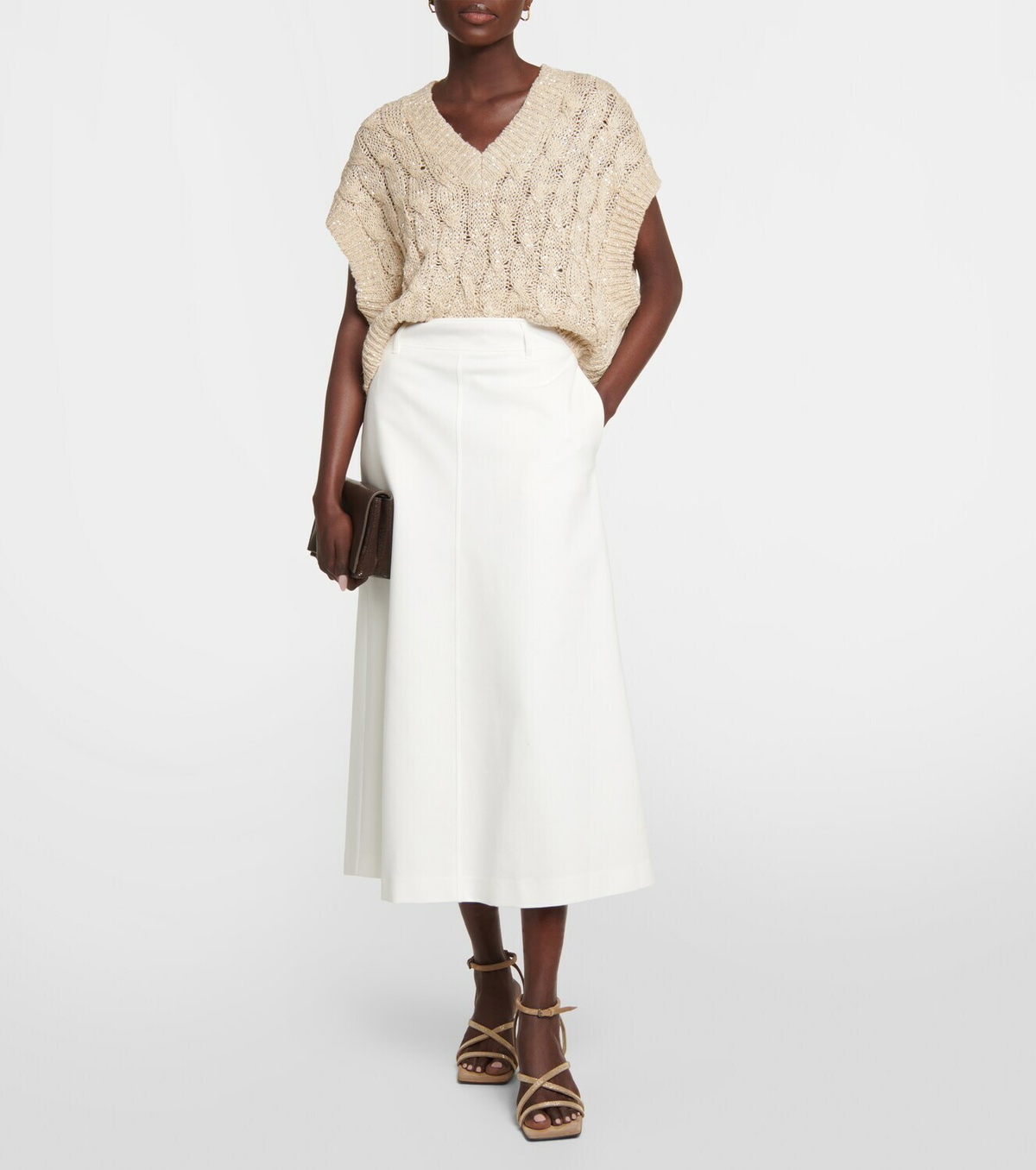 Brunello Cucinelli Cable-knit embellished sweater vest