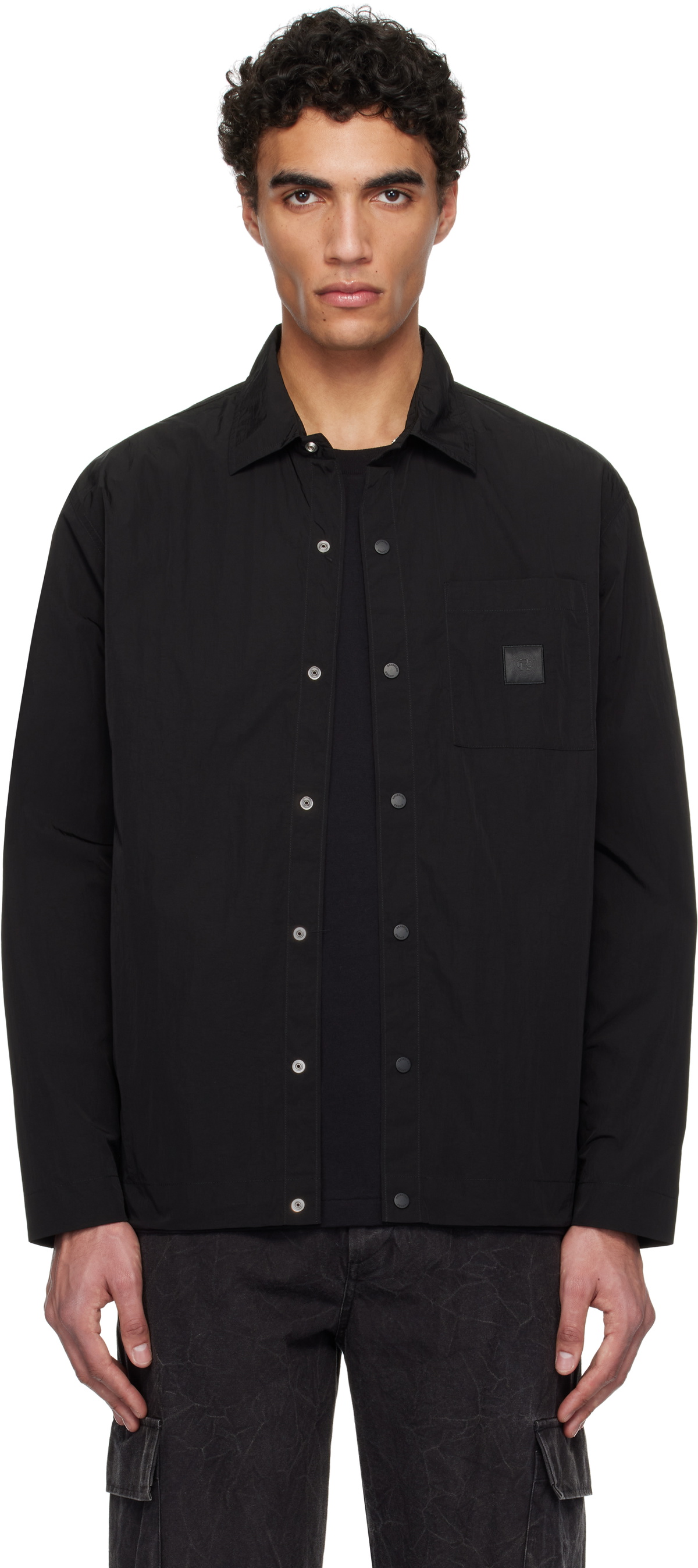 Reigning Champ Black Crinkle Nylon Uniform Standard Overshirt