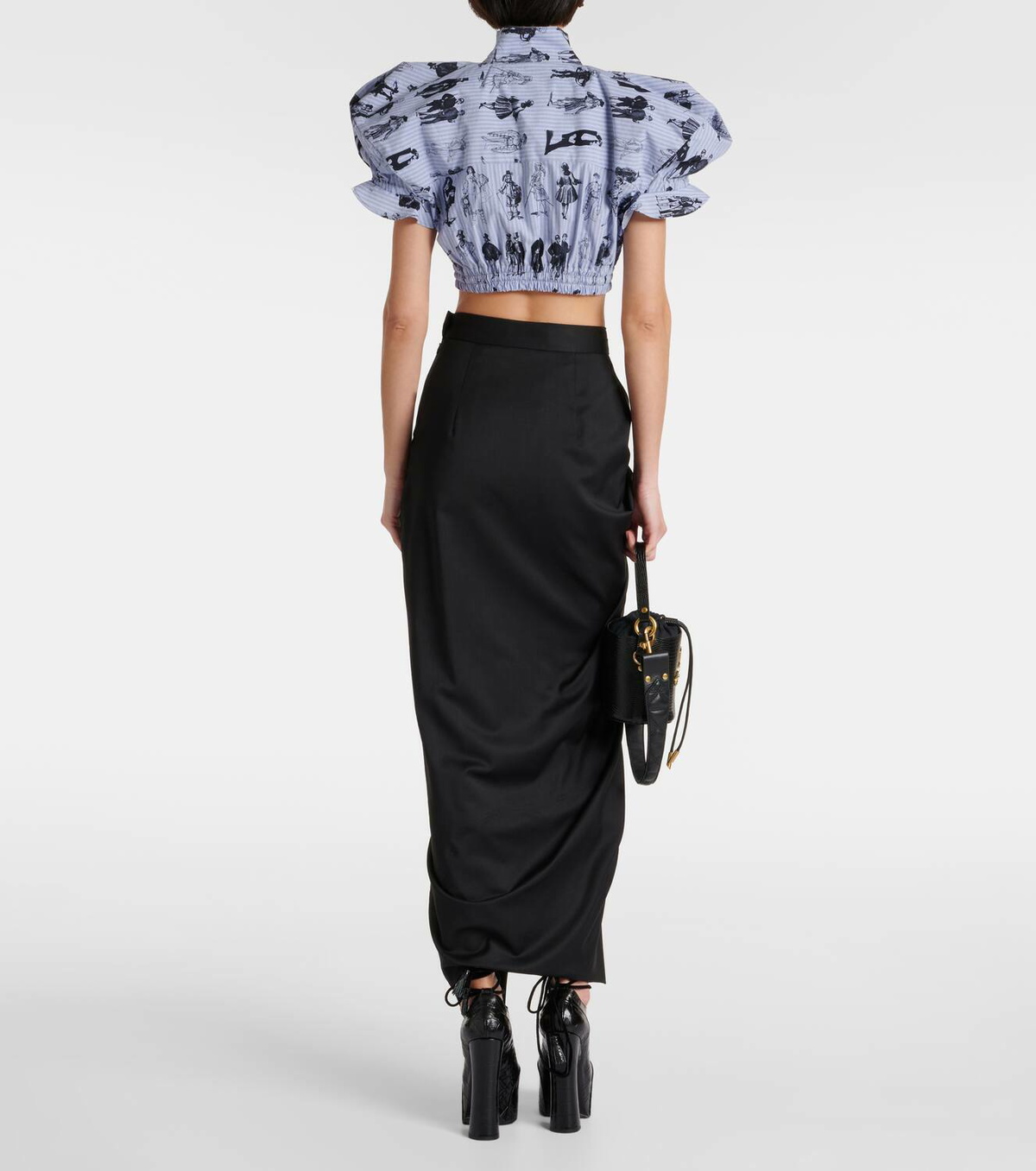 Vivienne Westwood Printed tie-neck cotton cropped top