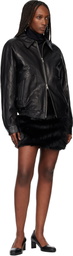 TONYWACK Black Faux-Fur Miniskirt