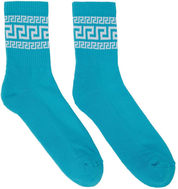 Photo: Versace Blue Greca Athletic Socks