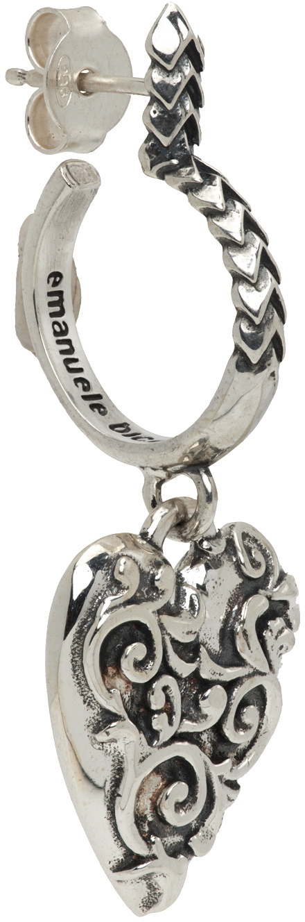 Emanuele Bicocchi Silver Arabesque Heart Single Earring Emanuele Bicocchi