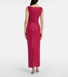 Roland Mouret Floral-appliqué embellished gathered maxi dress