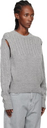 OPEN YY Gray Convertible Cable Knit Sweater