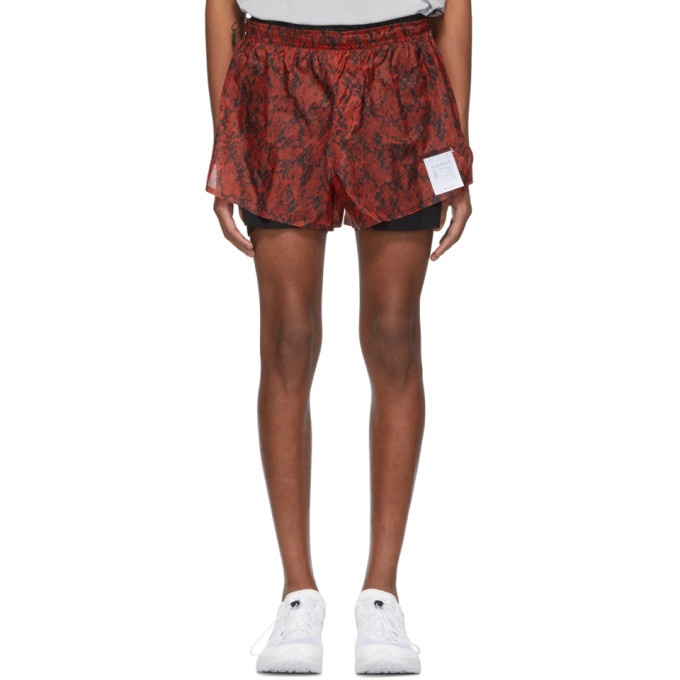 Photo: Satisfy Red and Black Python Short Distance 3 Shorts
