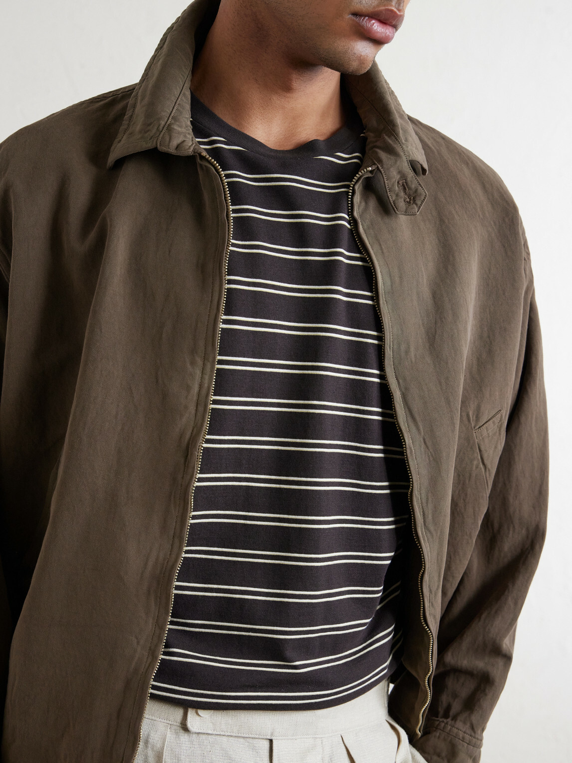 Kaptain Sunshine - Striped Cotton-Jersey T-Shirt - Brown