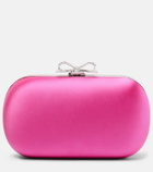 Self-Portrait Bow embellished satin clutch