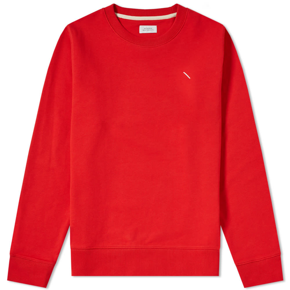 Saturdays NYC Bowery Slash Embroidered Crew Sweat True Red