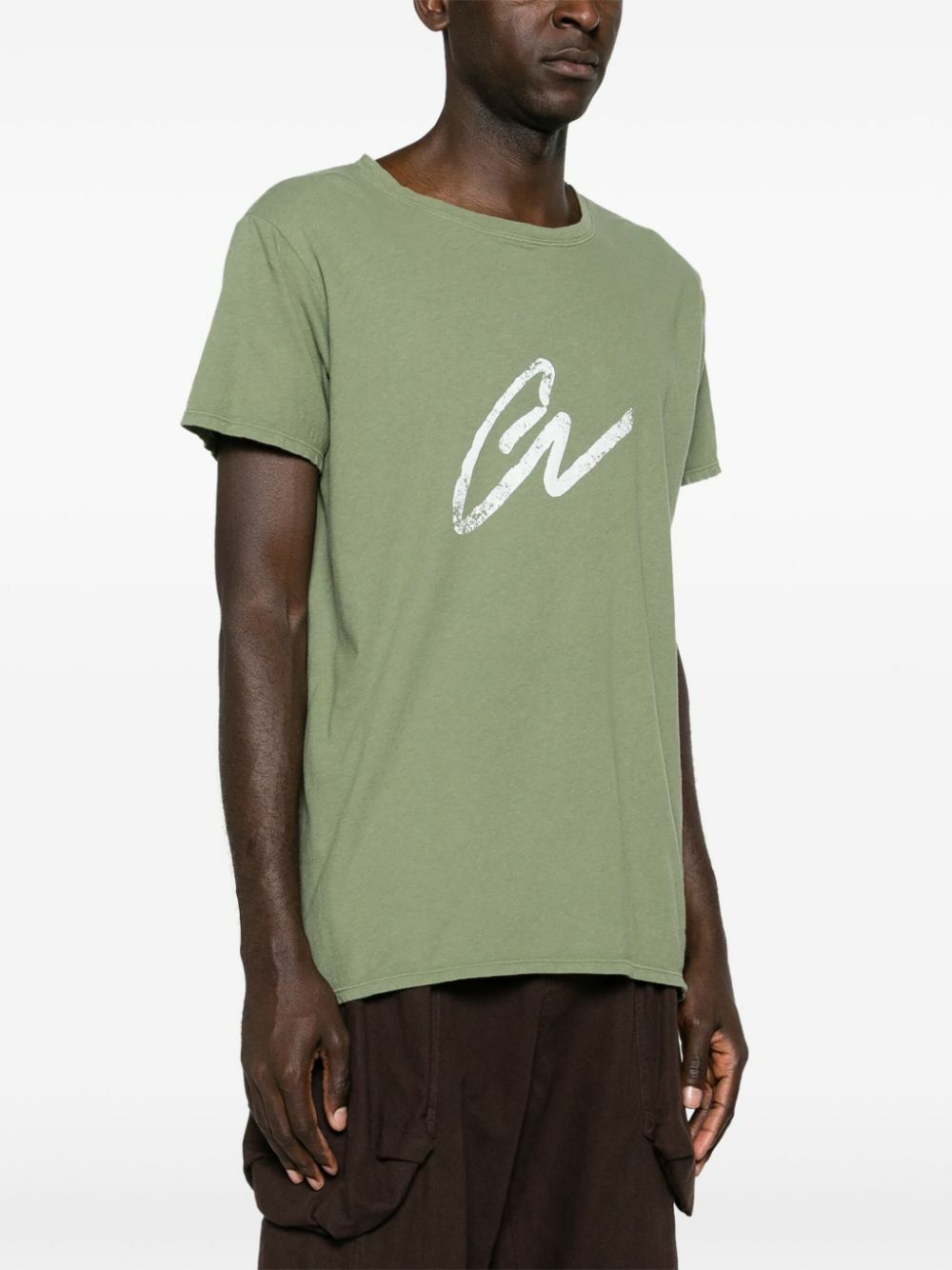 Greg Lauren Green Logo-Print Cotton T-Shirt Greg Lauren