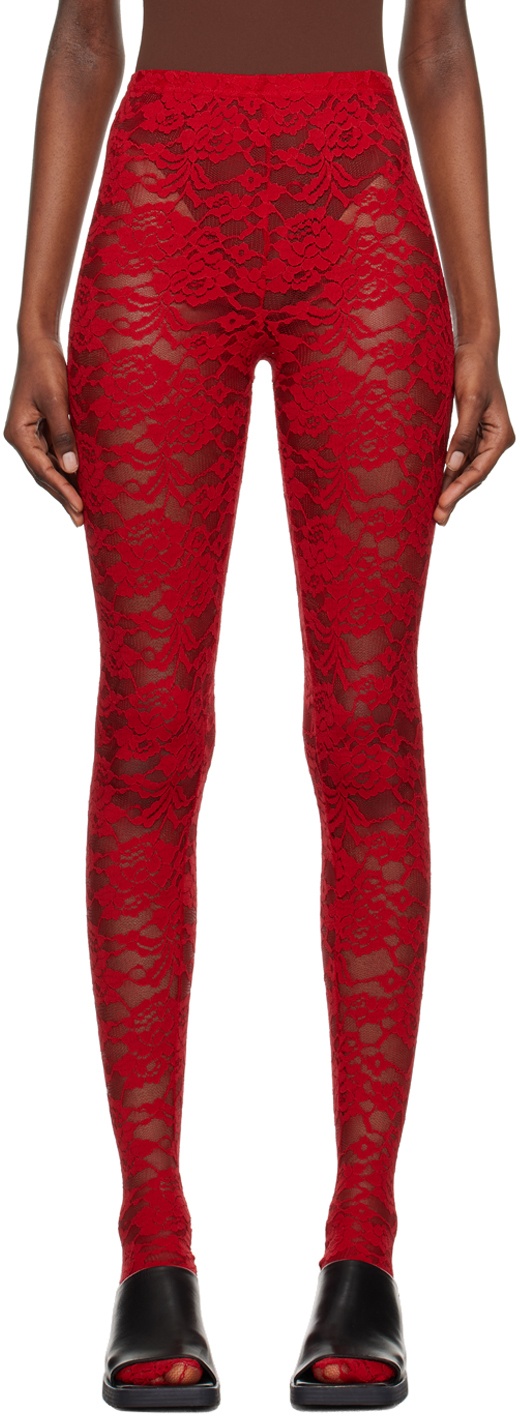 We11done Red Flower Tights We11done