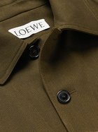Loewe - Leather-Trimmed Wool Shirt Jacket - Green