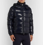 Moncler - Maya Quilted Glossed-Shell Hooded Down Jacket - Navy