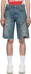 Rhude Indigo Distressed Denim Shorts