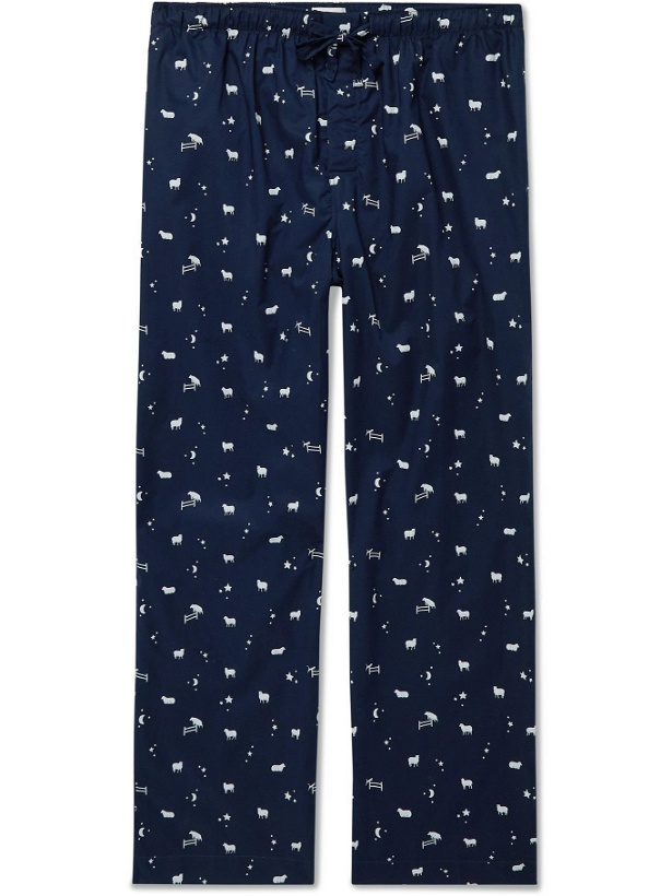 Photo: Derek Rose - Printed Cotton Pyjama Trousers - Blue