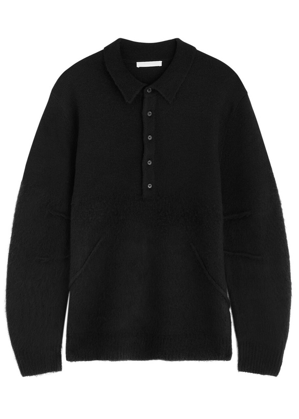 Photo: Helmut Lang Apex Knitted Polo Shirt Black