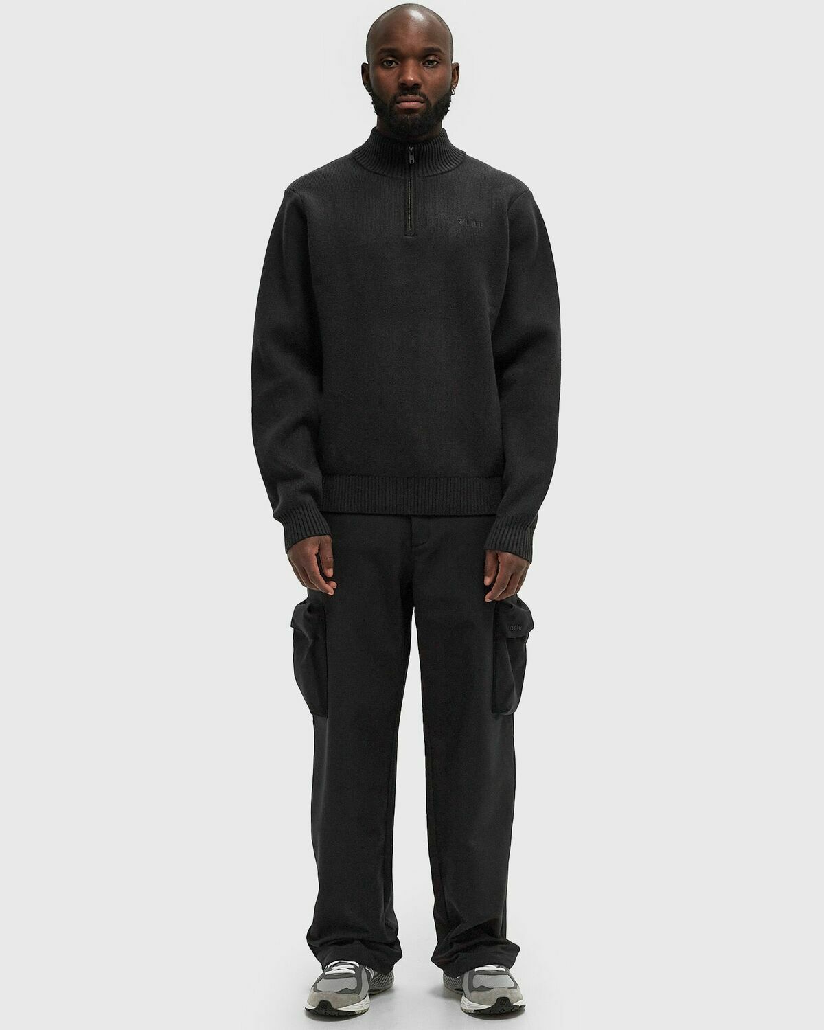 ØLÅF KNITTED DRIFT MOCK NECK Grey Mens Pullover