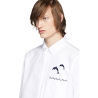 Thom Browne White Oxford Jumping Dolphins Straight Fit Shirt