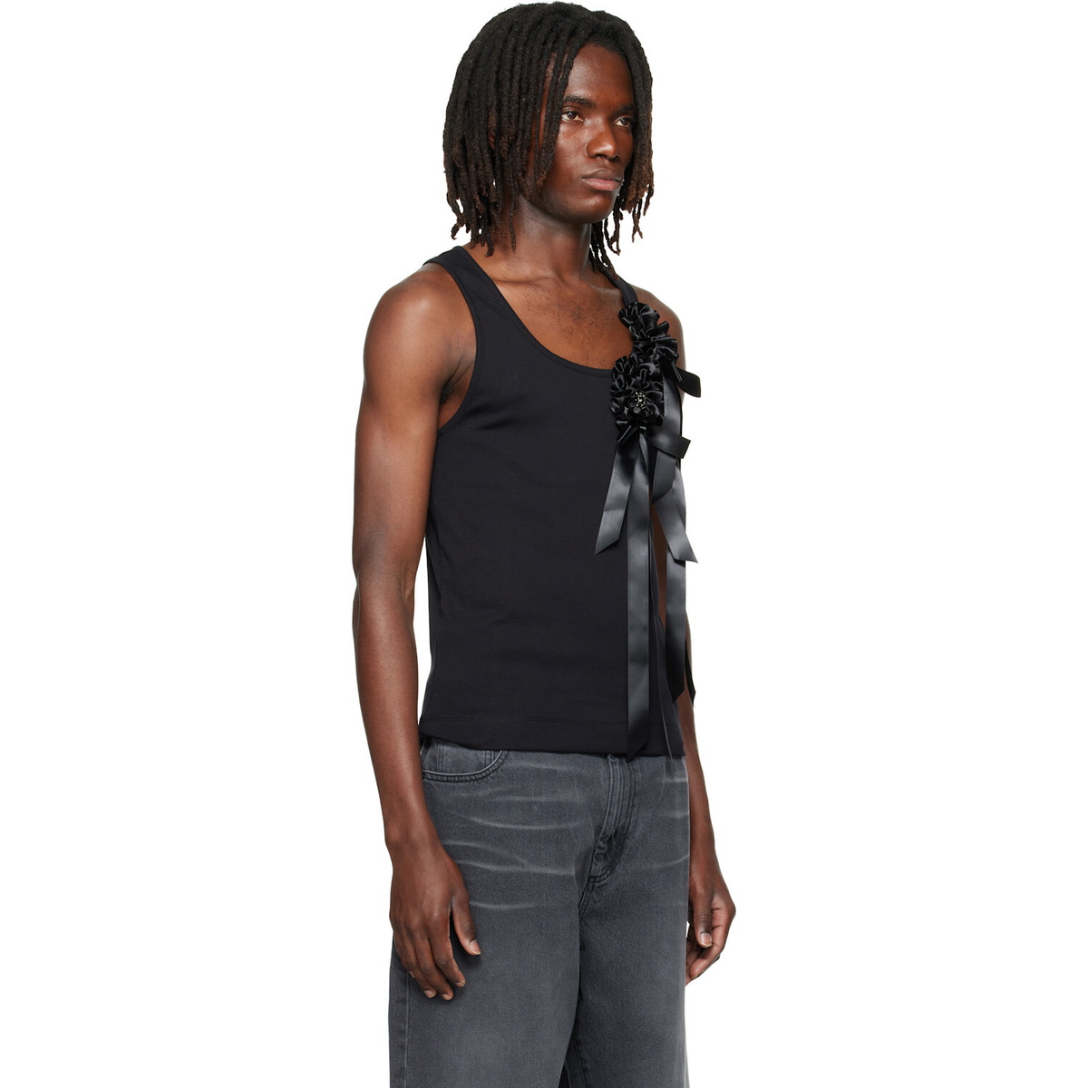 Simone Rocha Black Ribbon Rosette Boy Tank Top