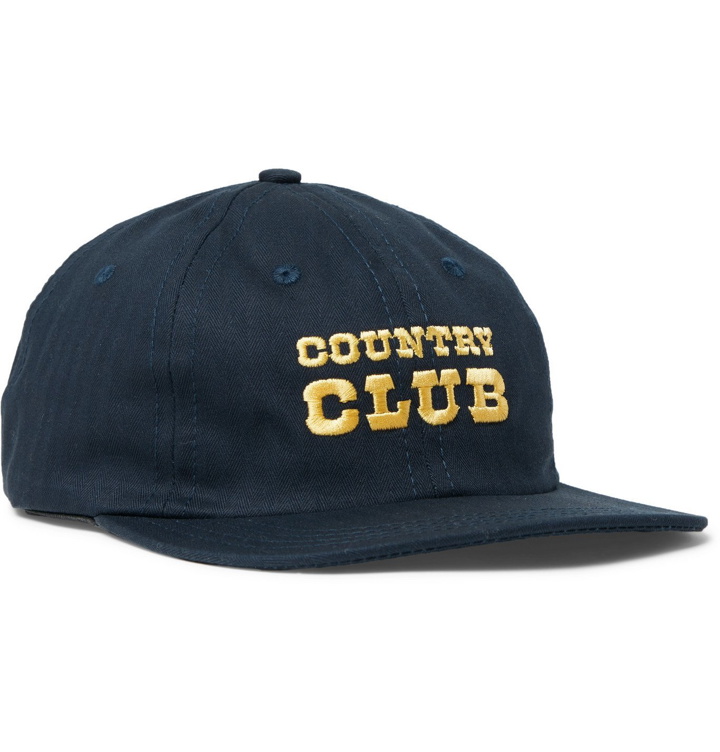 Photo: Pasadena Leisure Club - Embroidered Herringbone Cotton Baseball Cap - Blue