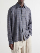 Kartik Research - Checked Cotton and Silk-Blend Shirt - Blue