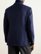 Caruso - Double-Breasted Wool-Tweed Blazer - Blue