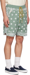 Rhude Green Bandana Shorts