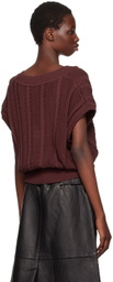 REMAIN Birger Christensen Burgundy Cable-Knit Vest