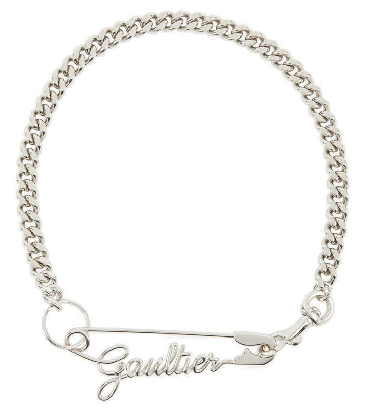 Photo: Jean Paul Gaultier Logo safety pin necklace