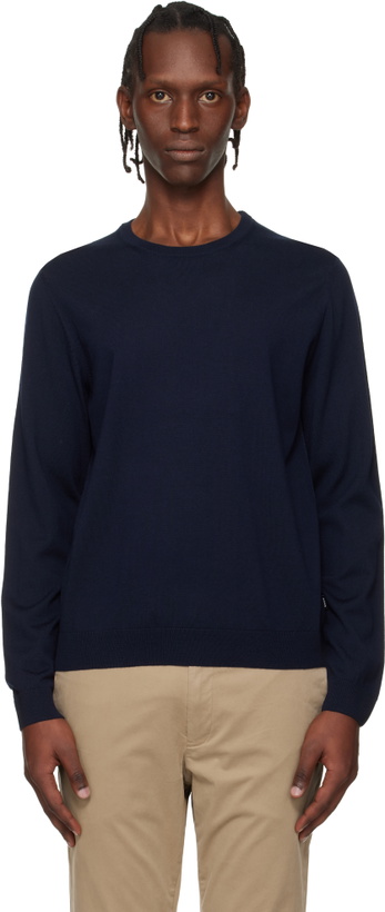 Photo: BOSS Navy Slim-Fit Merino-Wool Sweater
