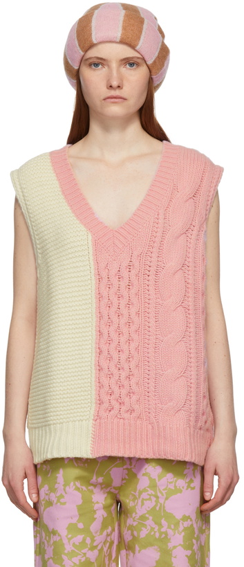 Photo: Stine Goya Pink & Off-White Cindi Sweater Vest