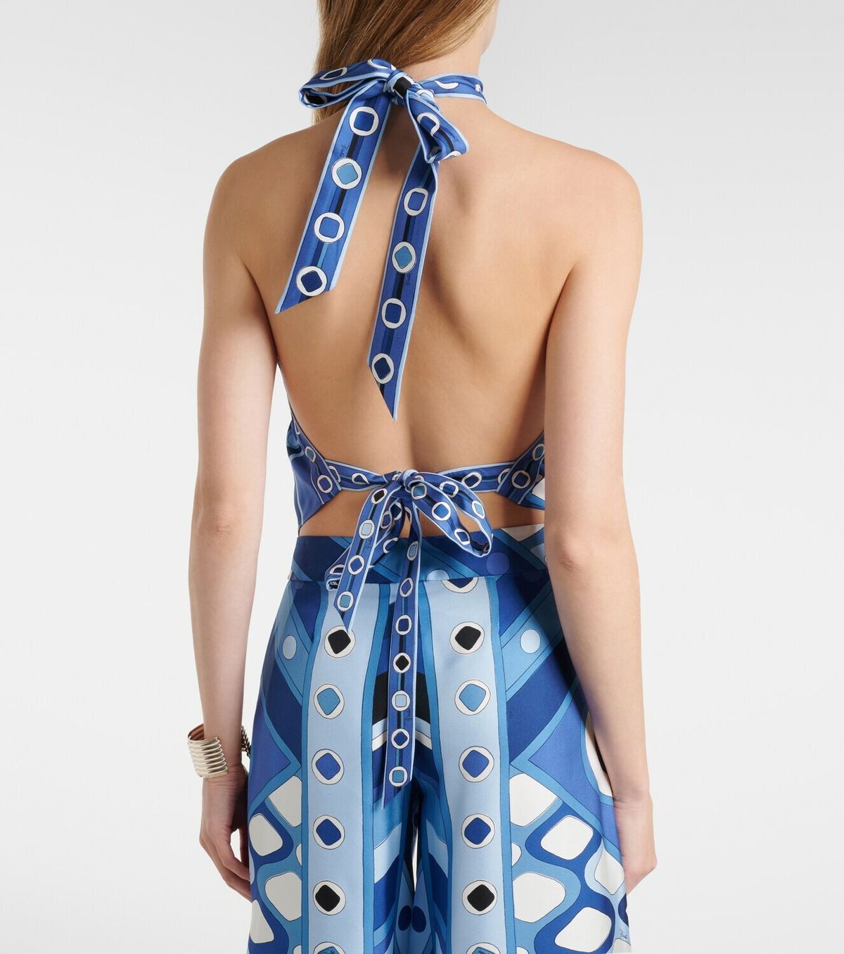 Pucci Printed cropped silk top