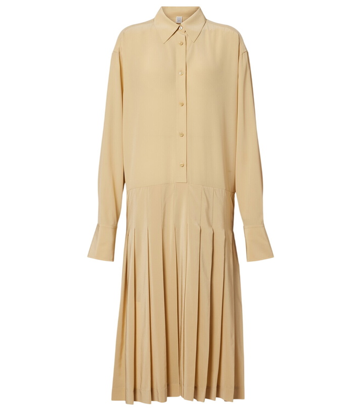 Photo: Toteme Pleated silk shirt dress