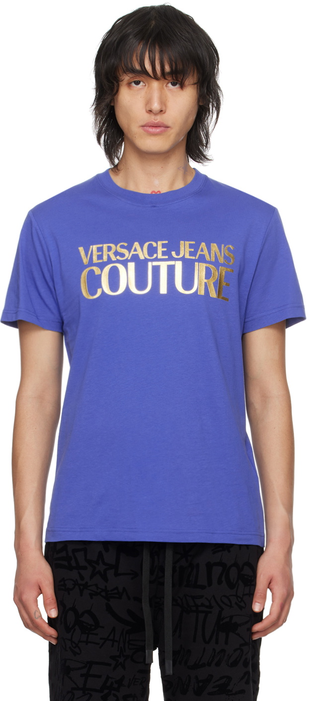 Versace Jeans Couture Blue Glittered T-Shirt Versace