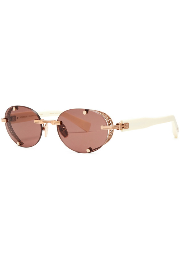 Photo: Balmain Eyewear Monsieur Rimless Oval-frame Sunglasses - Brown - One Size